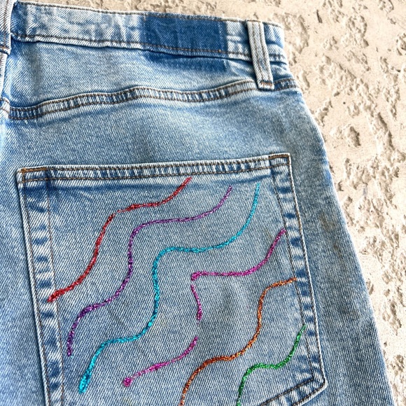 Wild Fable Jeans Size 12 Doodle 90s Relaxed Straight High Rise Y2K Rave Retro - Picture 6 of 10